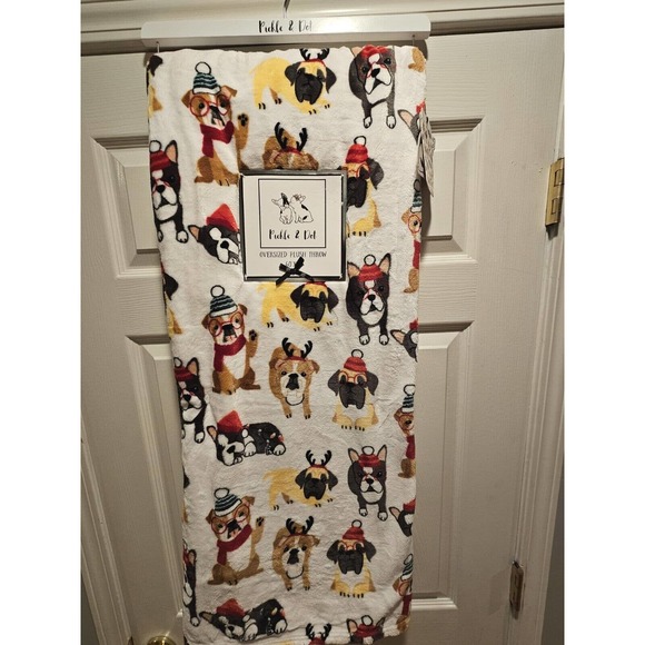Pickle &Dot French English Bulldog Oversized Plush Throw Blanket - Picture 1 of 7